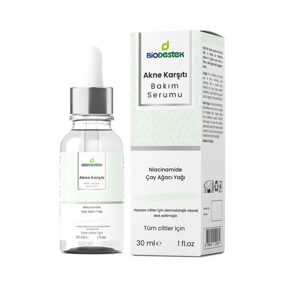 Akne Karşıtı, Niacinamide ve Çay Ağacı Yağlı Cilt Bakım Serumu 30 ml - 1