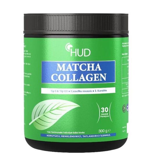 HUD Matcha Kolajen (Tip I ve Tip III) ve Yeşil Çay Ekstresi 300 G (30 Günlük Porsiyon)